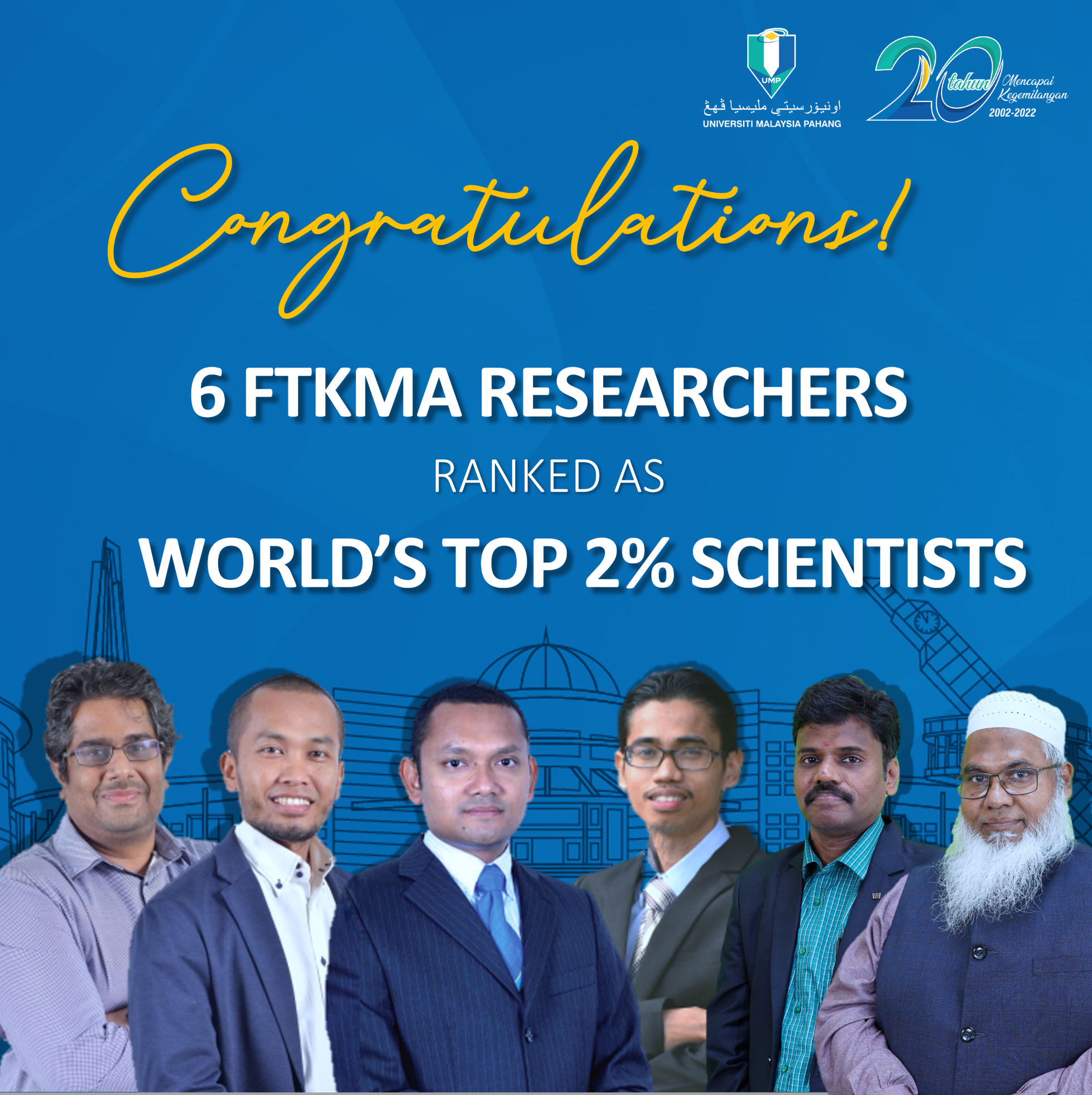 SIX FTKMA ACADEMICIANS HONORED AS THE WORLD'S TOP 2% SCIENTIST